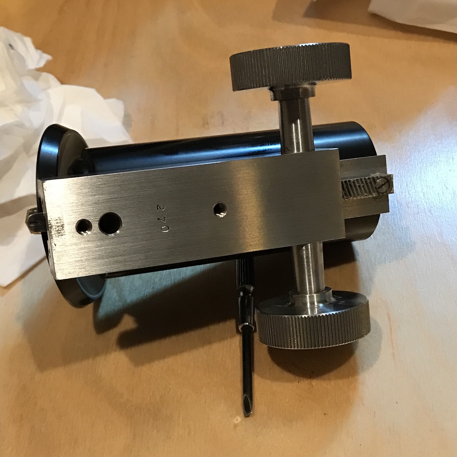 The assembled coarse adjust assembly on the viewing tube